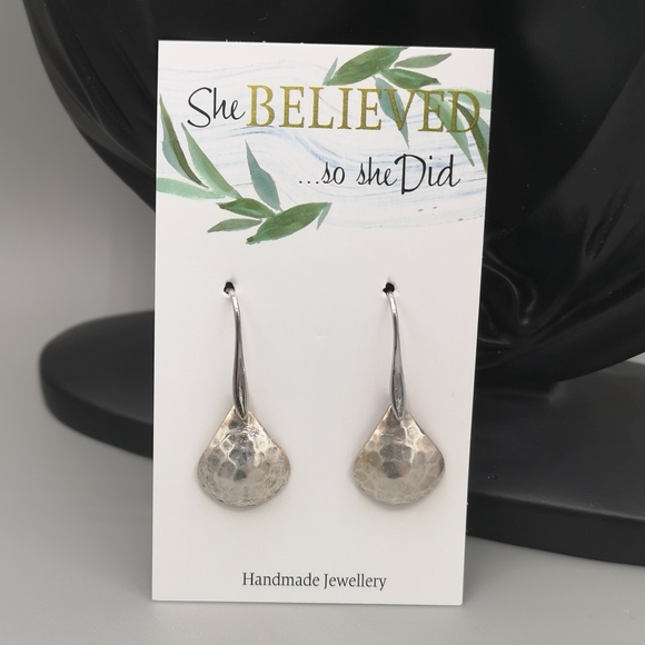 Silver Tear Drop Dangle Earrings - Picture 1 of 3